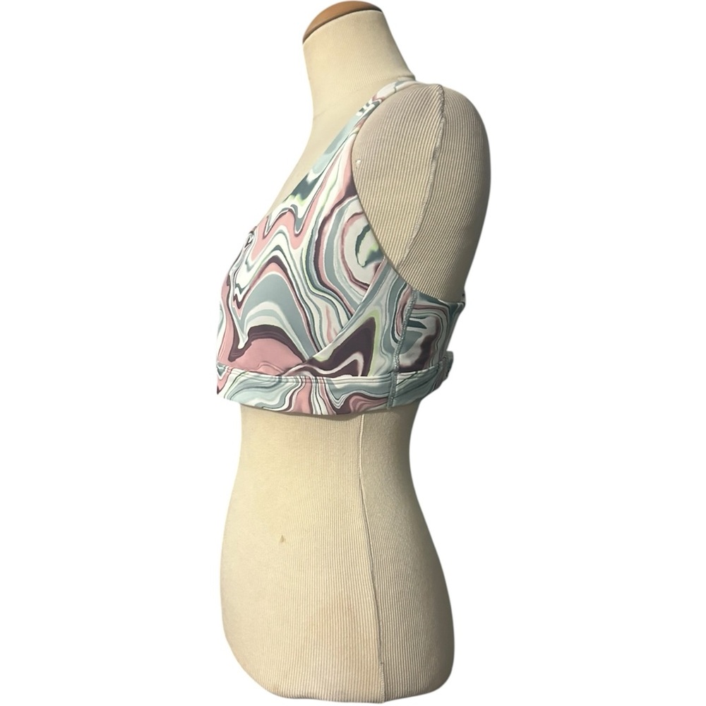 Athleta Ultimate Printed Racerback Sports Bra Activate Marble Multi Color - Picture 3 of 5